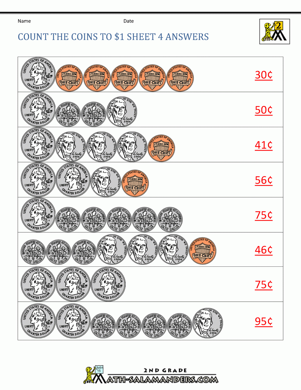 Counting Money Worksheets Up To 1