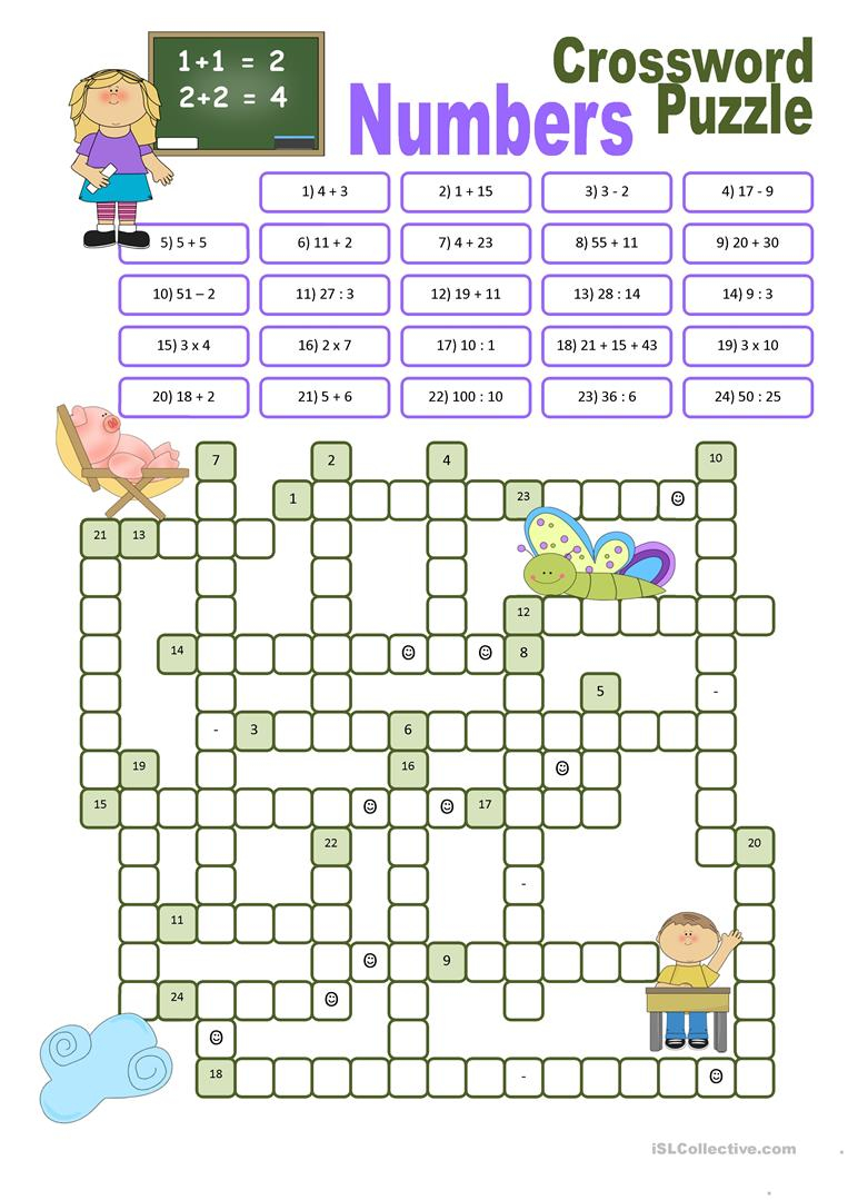Crossword Puzzle Numbers Worksheet Free ESL Printable 