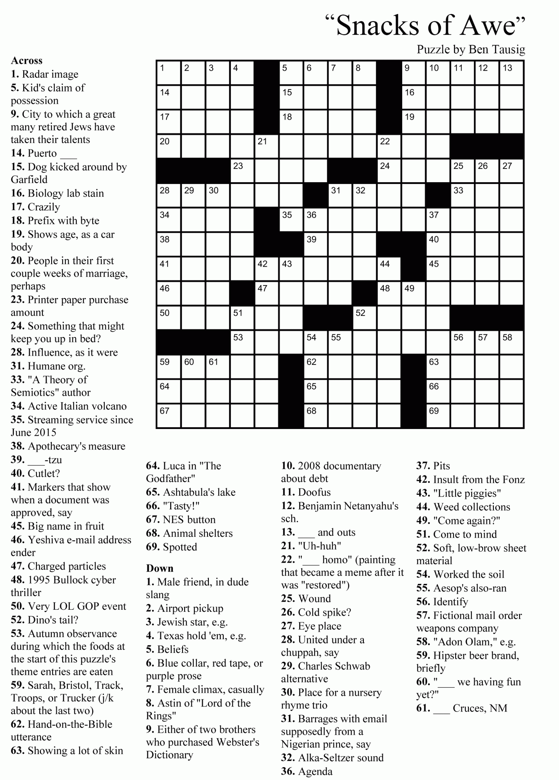 Free Printable Easy Crosswords For Adults