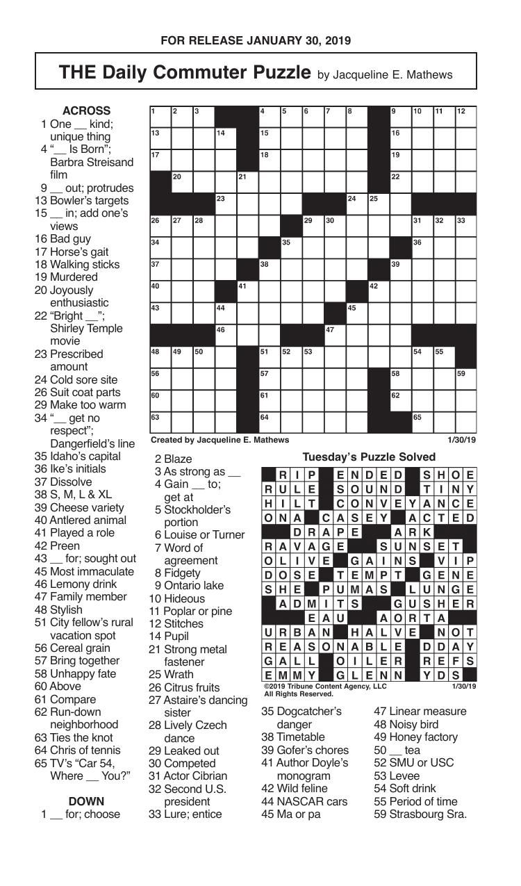 Crosswords January 30 2025 Crosswords Redandblack
