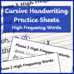 Cursive Handwriting Worksheets High Frequency Words