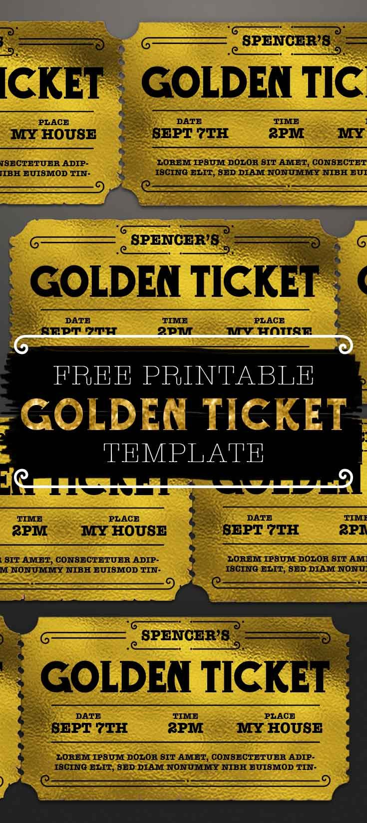 Customizable Golden Ticket Template Golden Ticket 