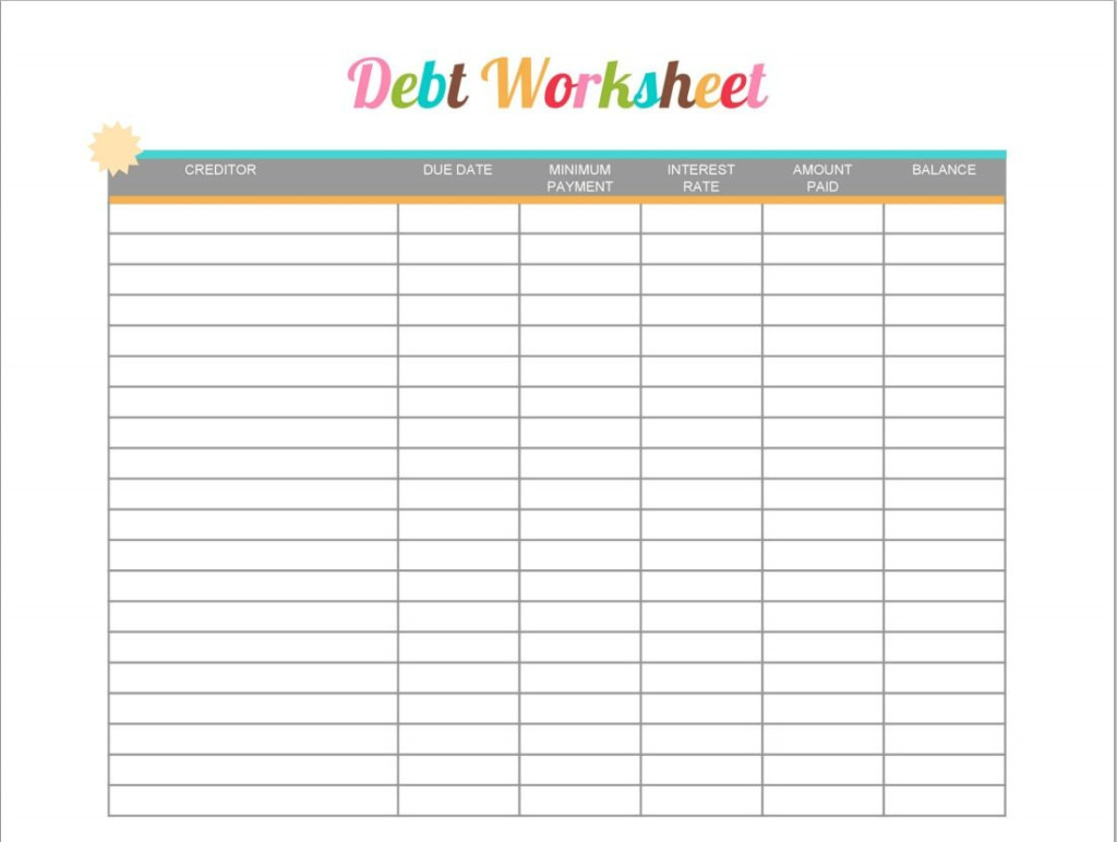 Debt Worksheet Printable Free Printable Printable