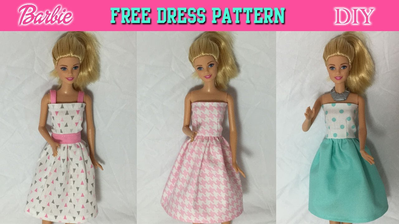 DIY Tutorial How To Make Barbie Doll Dress Free Pattern 