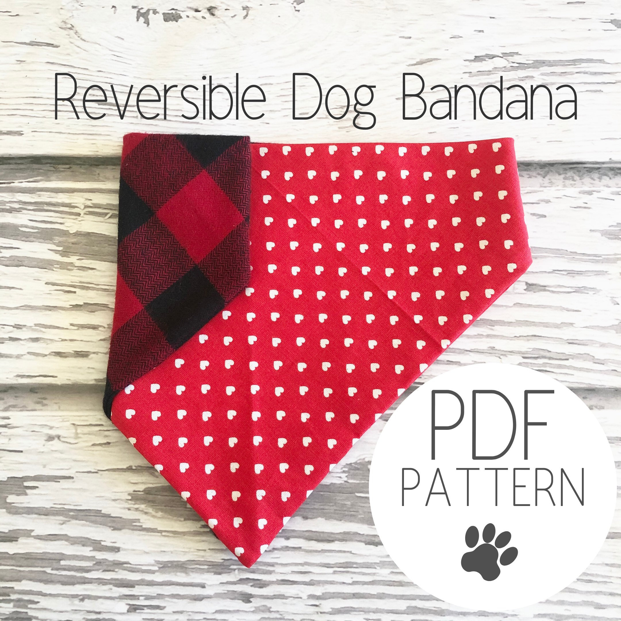 Dog Bandana Over The Collar Pattern Reversible PDF Sewing 