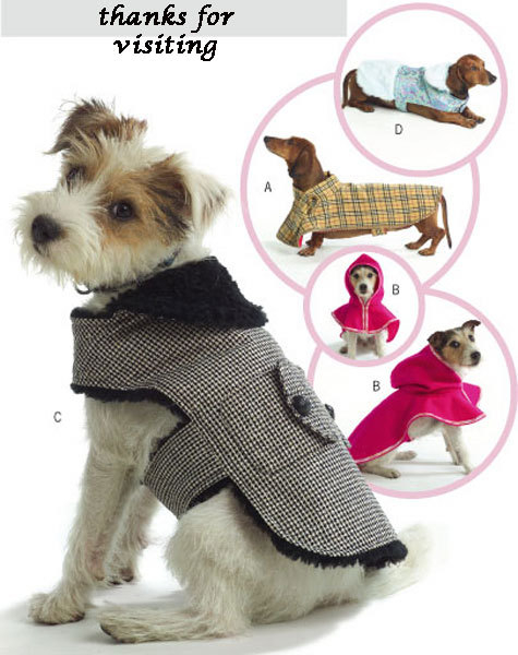 DOG COAT PET Sewing Pattern Four Styles Of Dogs Coats