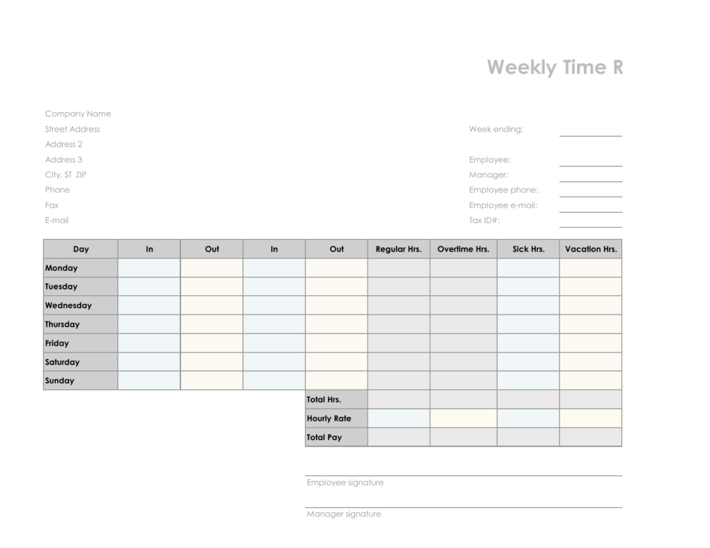 Download Employee Timesheet Template Excel PDF RTF