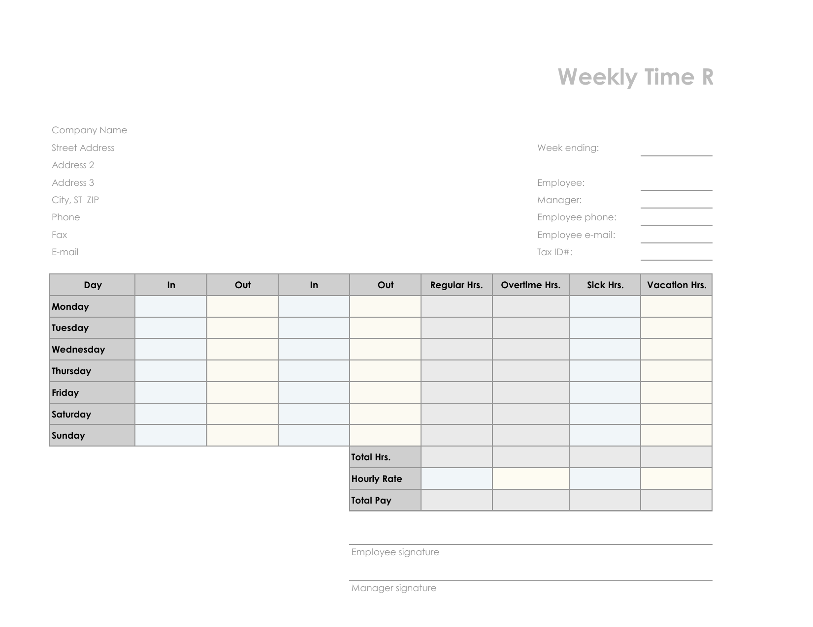 Download Employee Timesheet Template Excel PDF RTF 