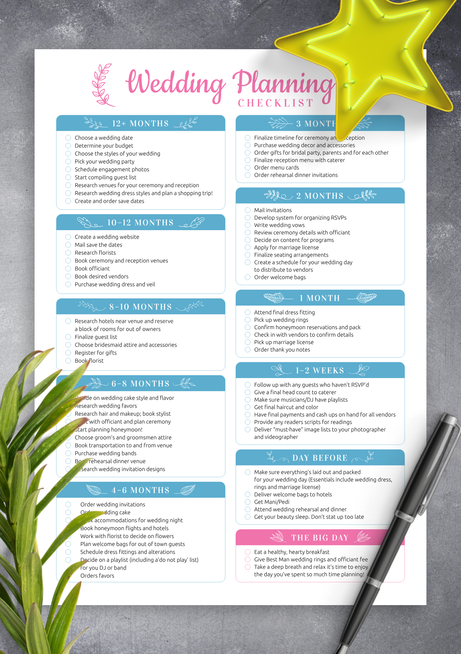 Download Printable Wedding Planning Checklist PDF