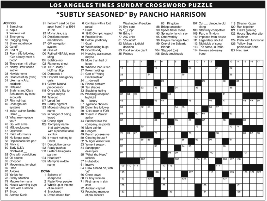 Downloadable Crossword Puzzle For May 11 2017 The