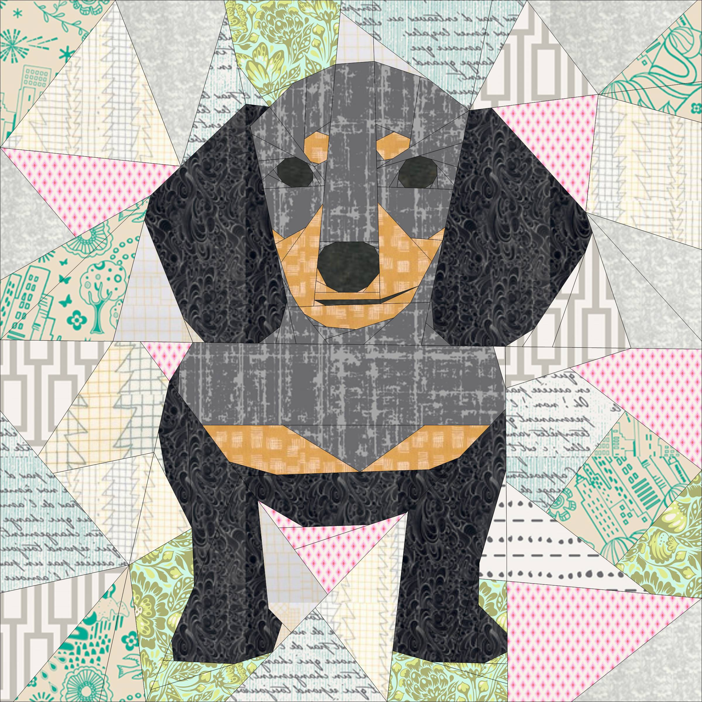 Doxie Dachshund A 20 Inch Foundation Paper Pieced Pattern 