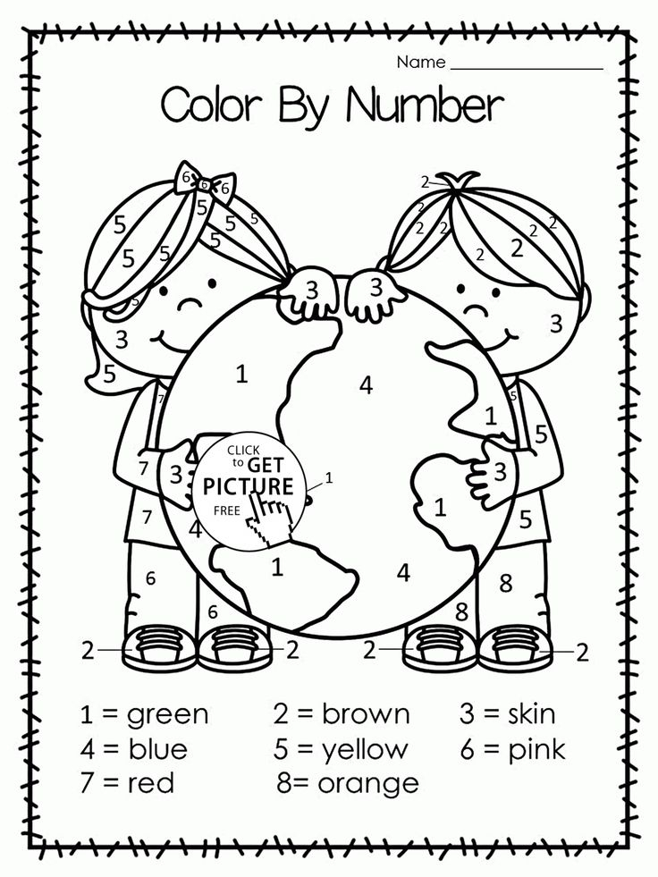 Earth Color By Number Earth Day Coloring Page For Kids 