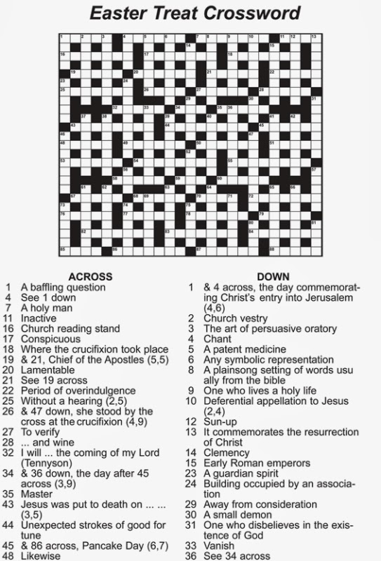 Easter Crossword Free And Printable