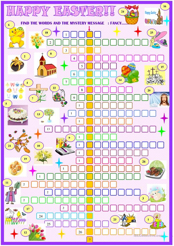 Easter crossword Puzzle With Key Worksheet Free ESL 