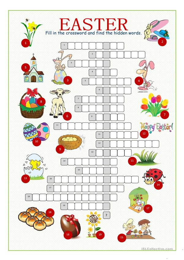 Easter Crossword Puzzle Worksheet Free ESL Printable 