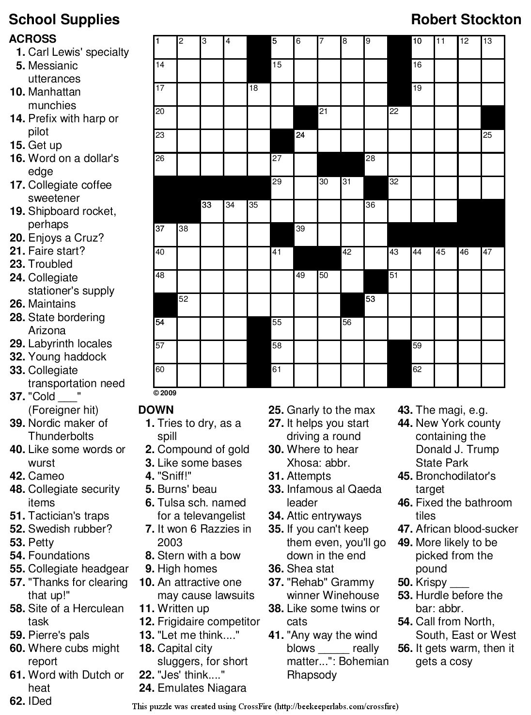 Easy Printable Crossword Puzzles Free Printable 