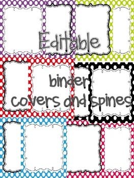 EDITABLE BINDER COVERS AND SPINES By Miss Nelson TpT