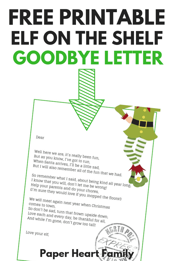 Elf On The Shelf Goodbye Letter The Perfect Elf On The 