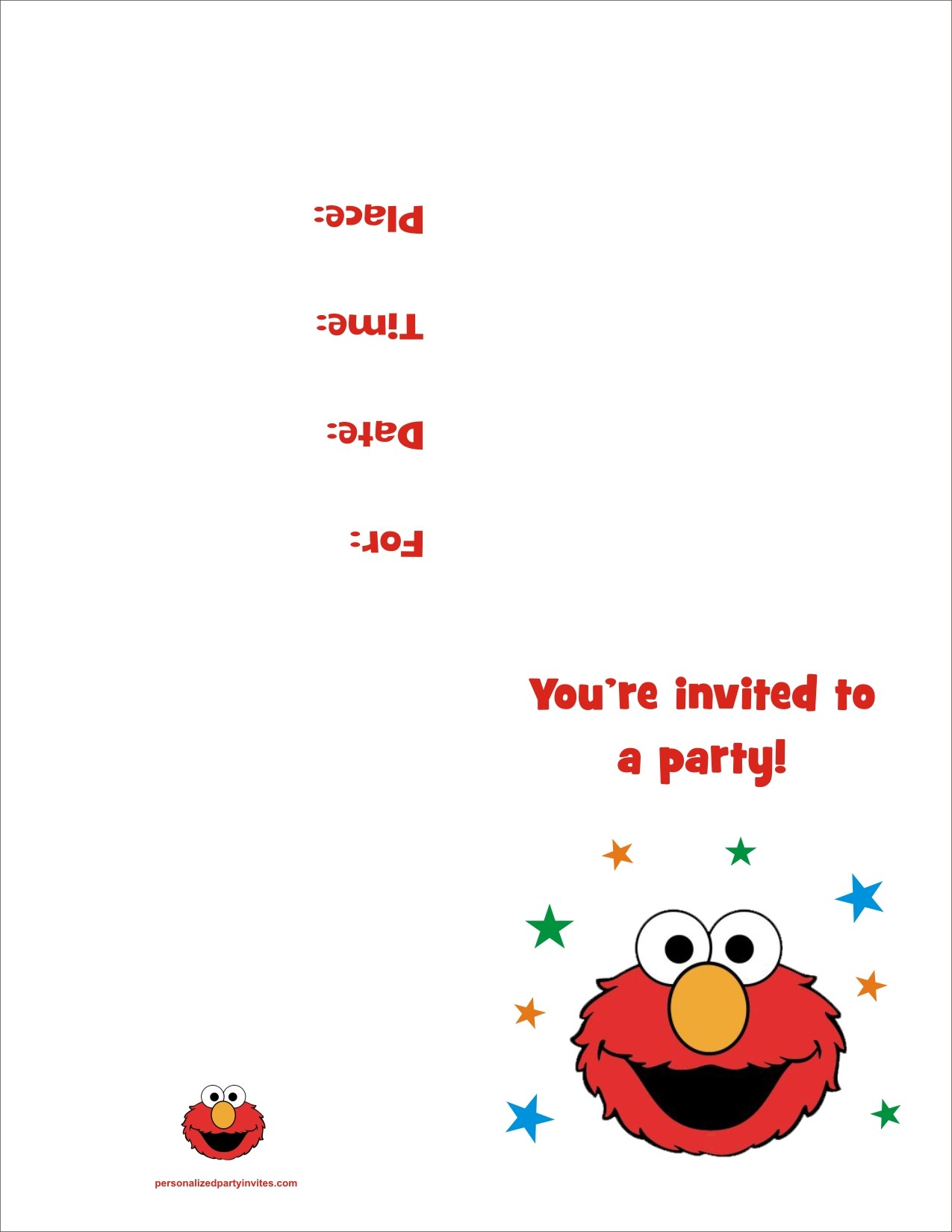 Elmo FREE Printable Birthday Party Invitation Personalized 