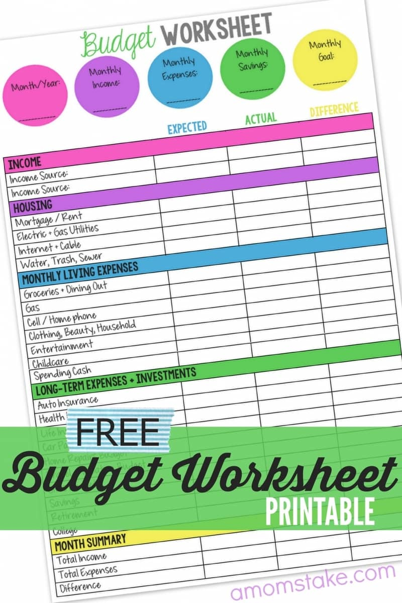 Family Budget Worksheet A Mom s Take