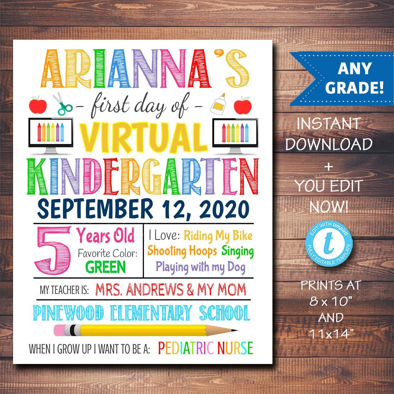 First Day Of School Sign Virtual Back To School 2025 White 