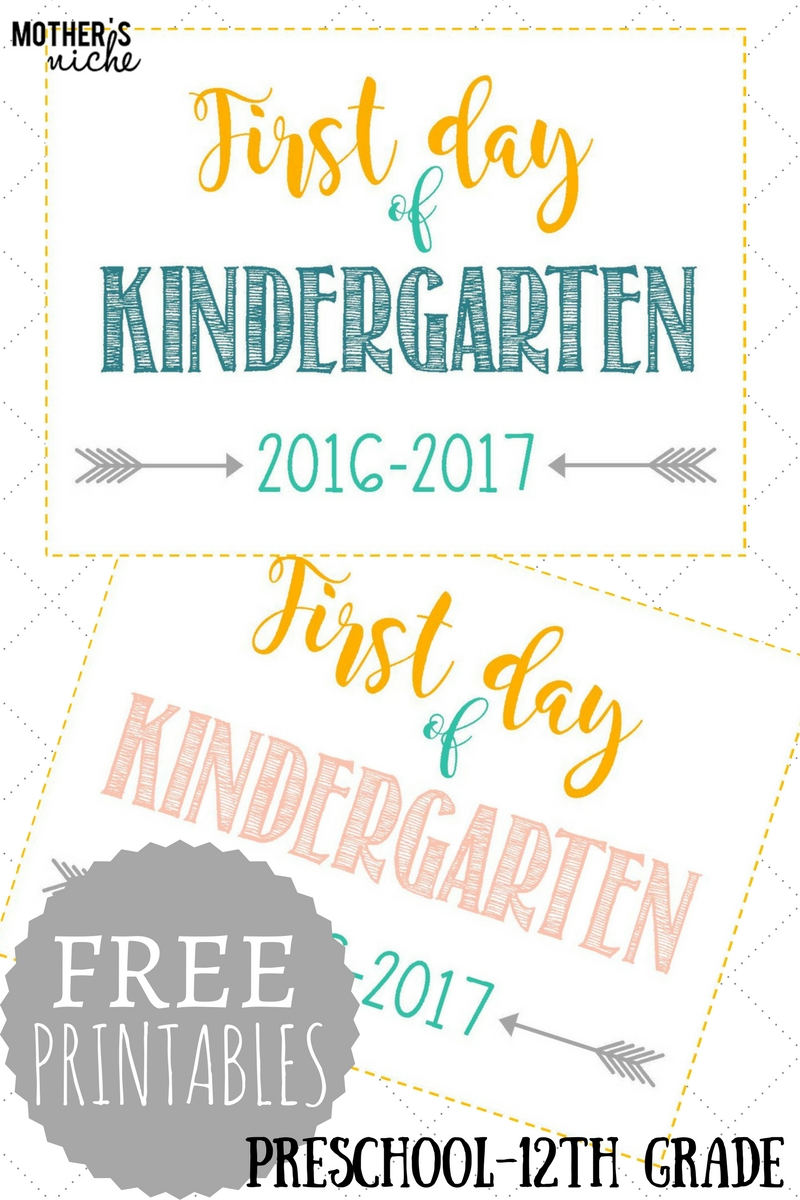 FIRST DAY OF SCHOOL SIGNS FREE PRINTABLES Pre School 