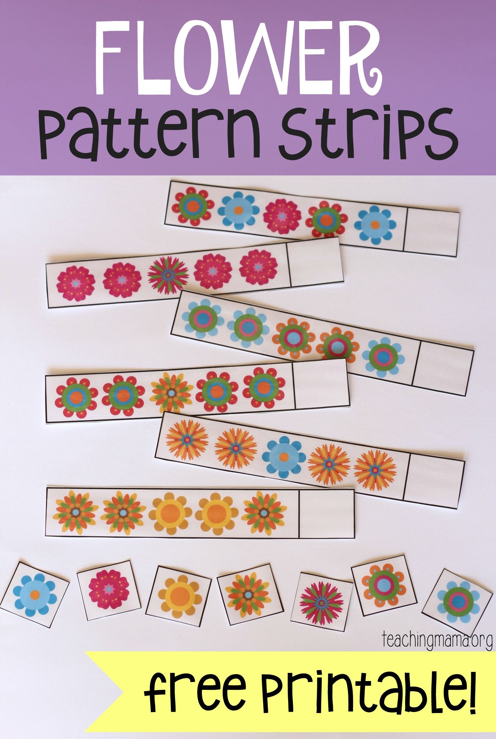 Flower Pattern Strips Spring Preschool Activities 