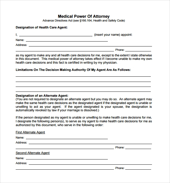 FREE 14 Sample Medical Power Of Attorney Forms In PDF 