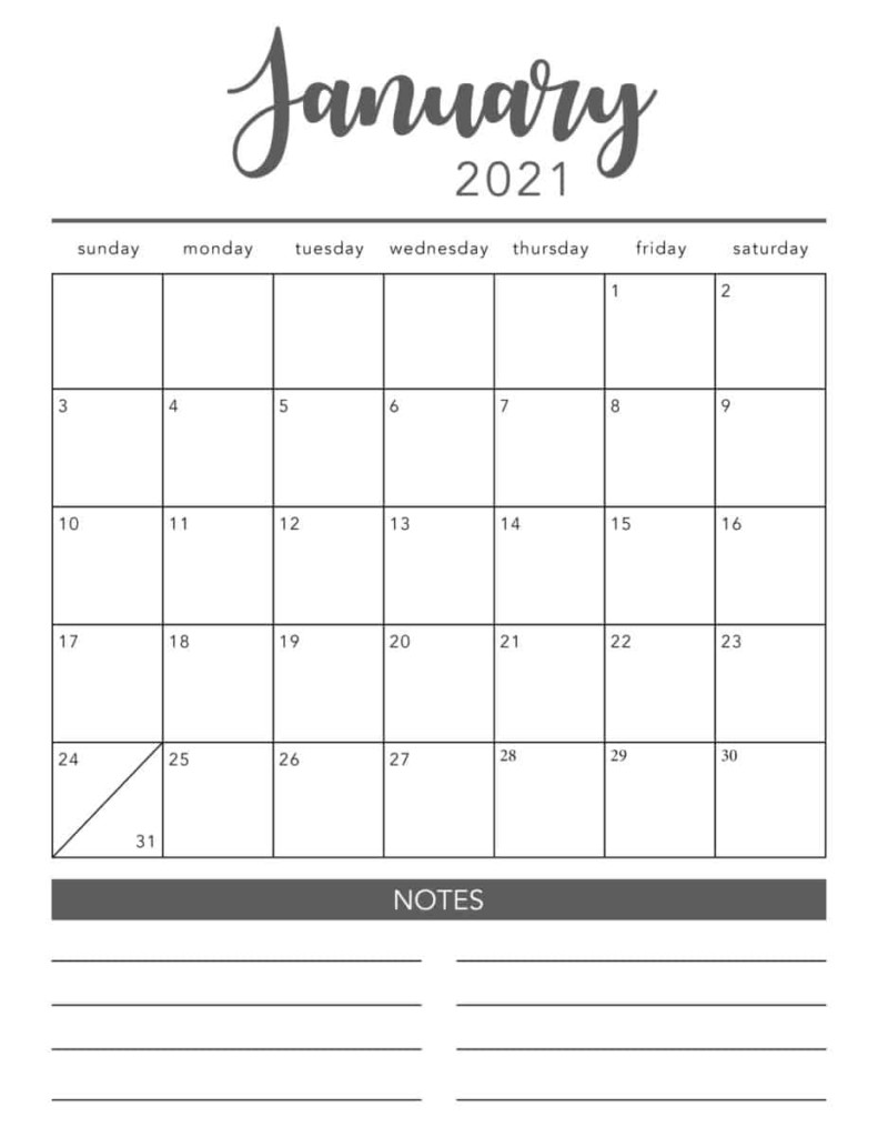 FREE 2021 Printable Calendar Template 2 Colors I