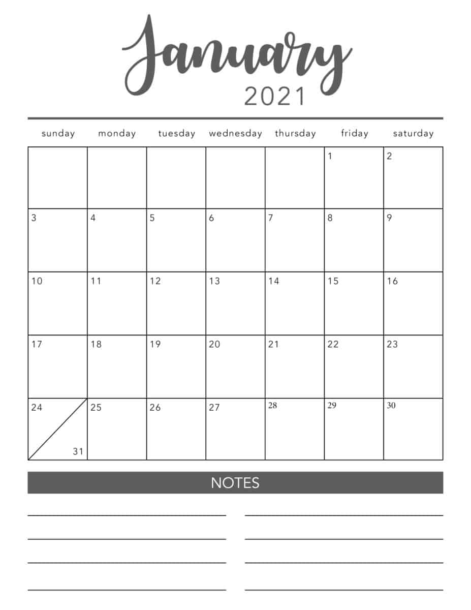 FREE 2021 Printable Calendar Template 2 Colors I 