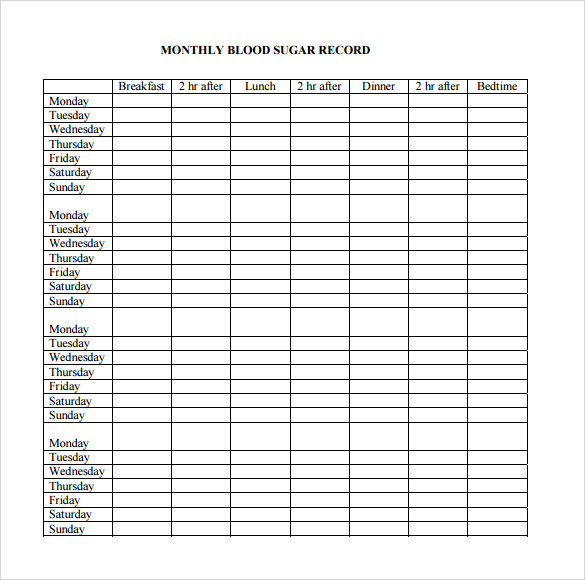 FREE 7 Sample Blood Glucose Chart Templates In PDF