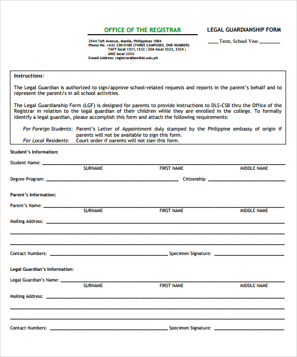 FREE 8 Sample Temporary Guardianship Forms In PDF MS Word