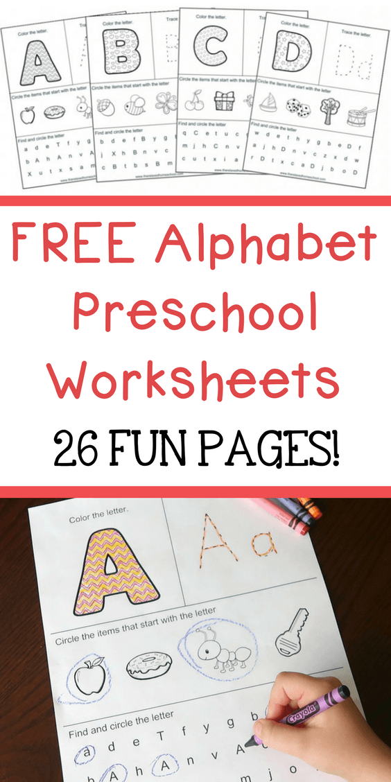 FREE Alphabet Preschool Worksheets 26 Fun Pages 