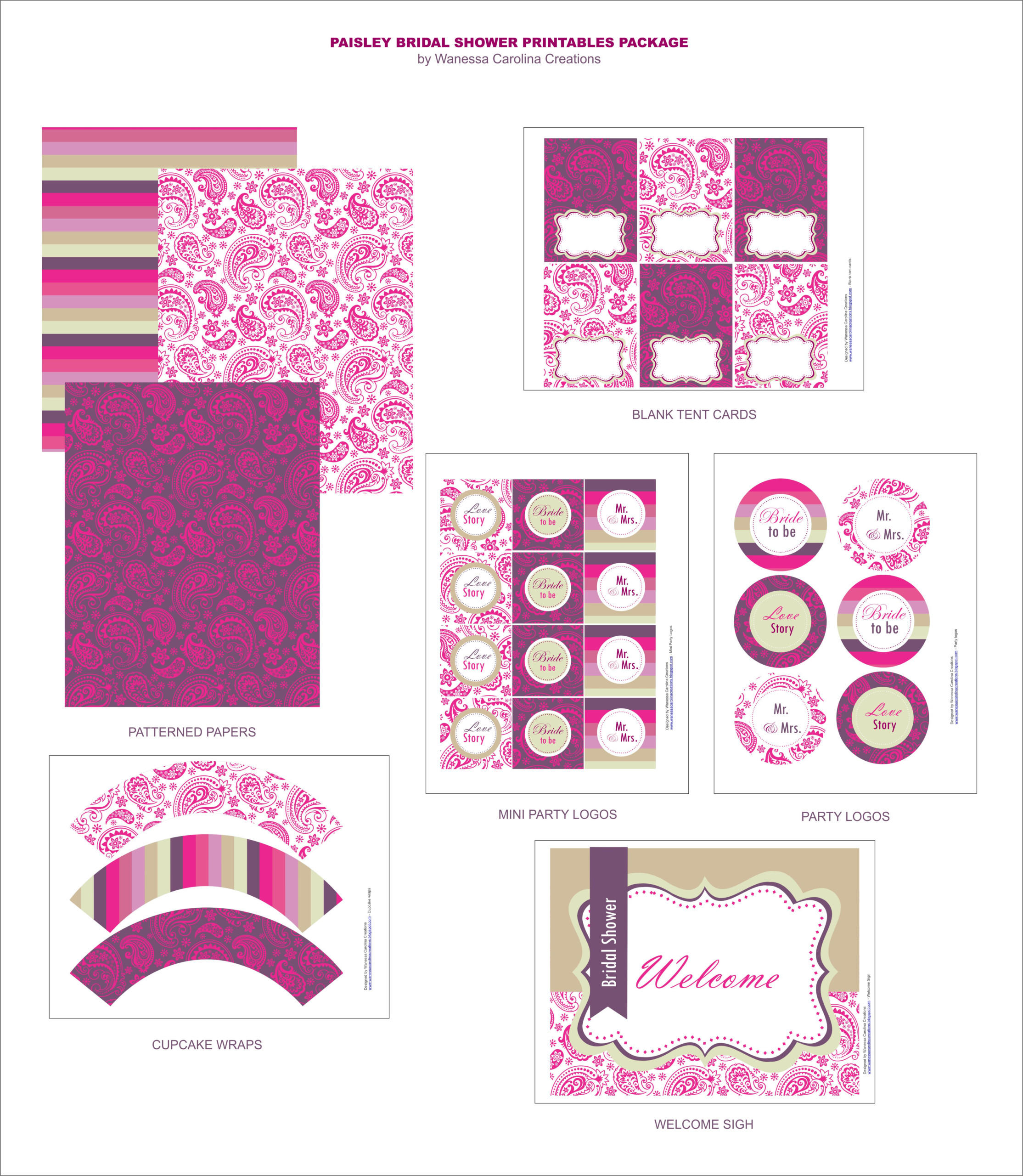 FREE Bridal Shower Printables From Wanessa Carolina