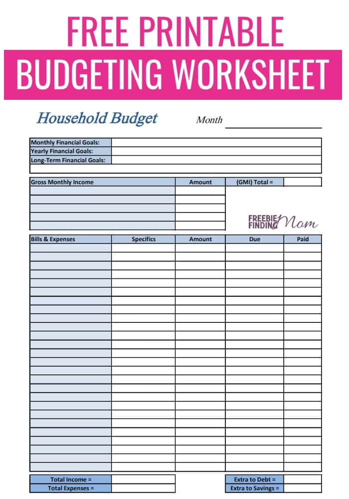 Free Budget Worksheet Printable Template Business PSD 
