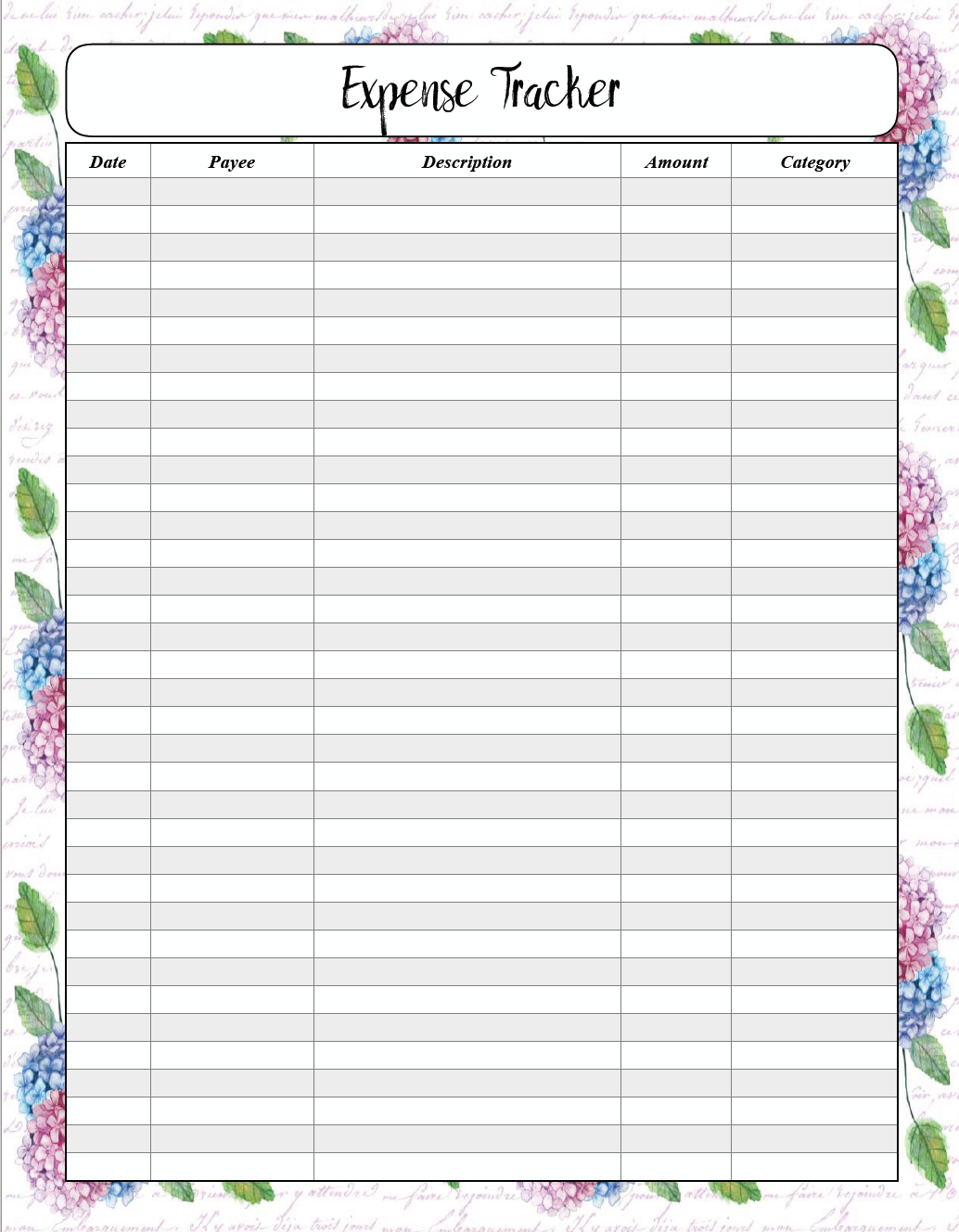 Free Budgeting Printables Expense Tracker Budget Goal 