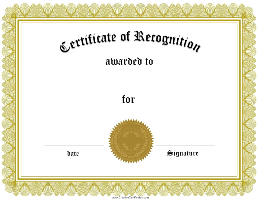 Free Certificate Of Recognition Template Customize Online