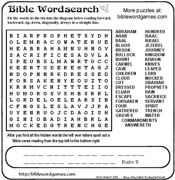 Free Christian Bible Crosswords wordsearches word Games 