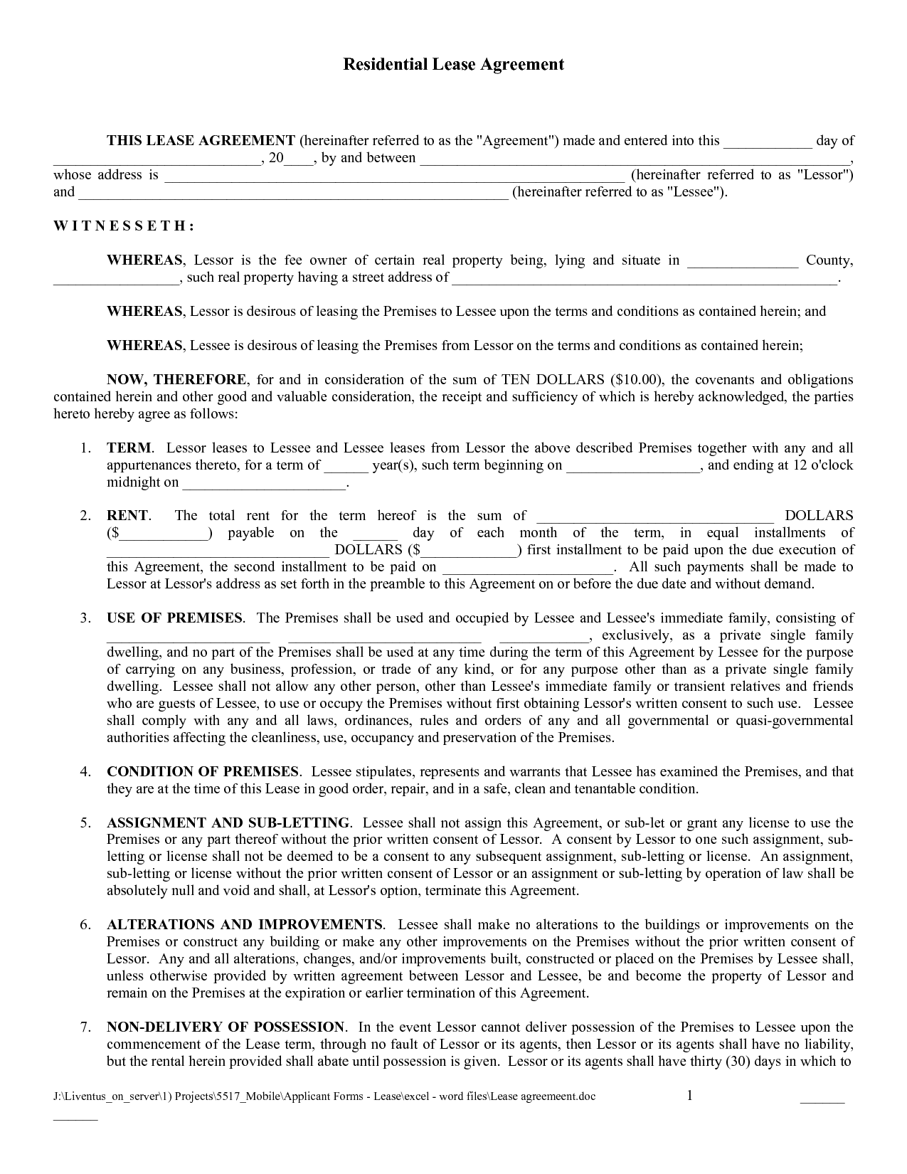 Free Copy Rental Lease Agreement Free Printable Lease 