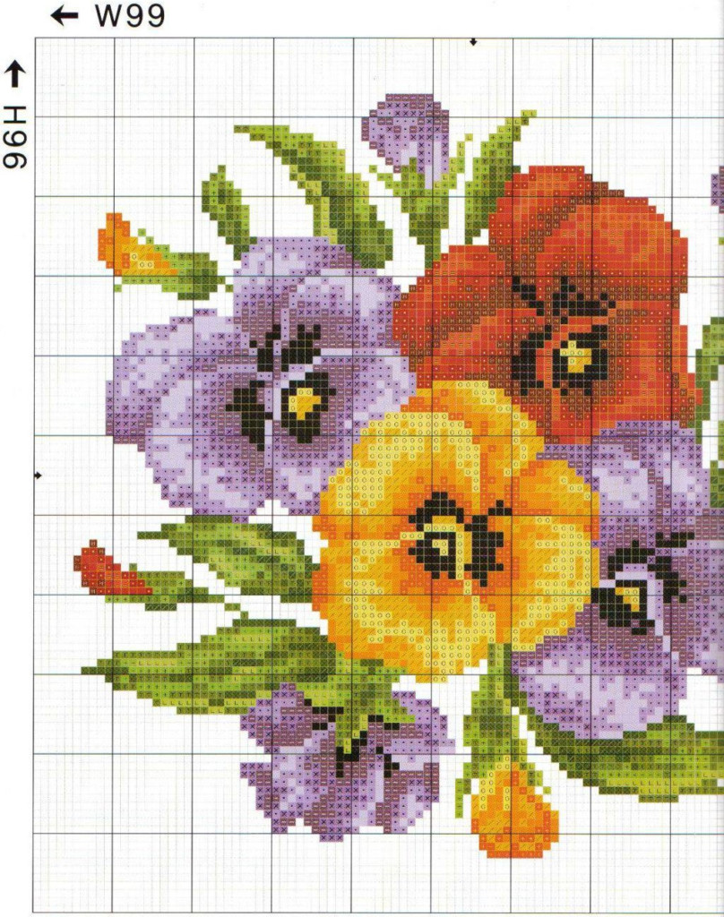 Free Cross Stitch Pattern Pansies DIY 100 Ideas
