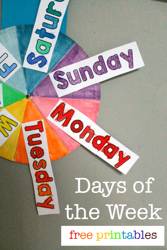 Free Days Of The Week Printable Spinner NurtureStore