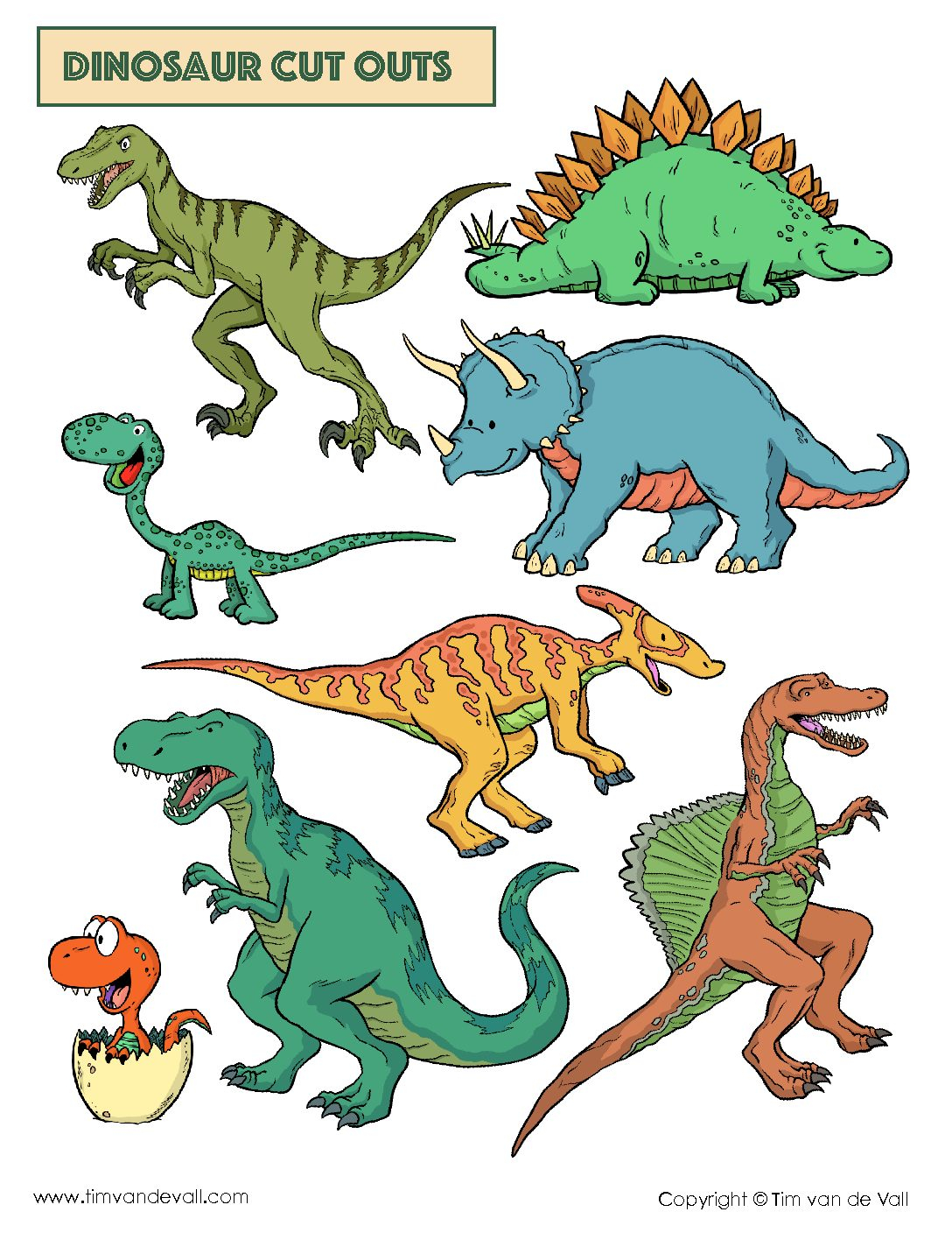 Free Dinosaur Cut Outs PDF Dinosaur Arts Crafts Tim 