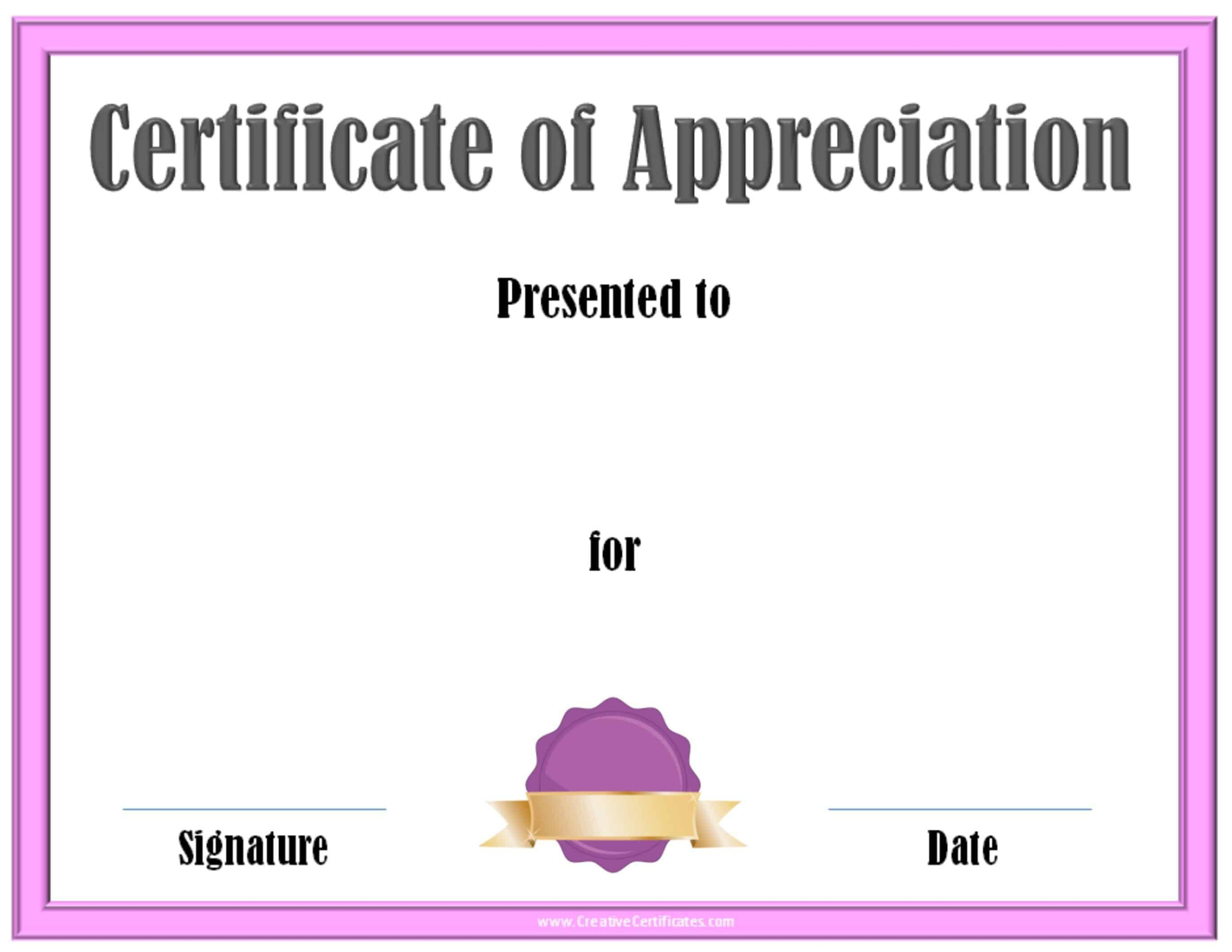 Free Editable Certificate Of Appreciation Customize 