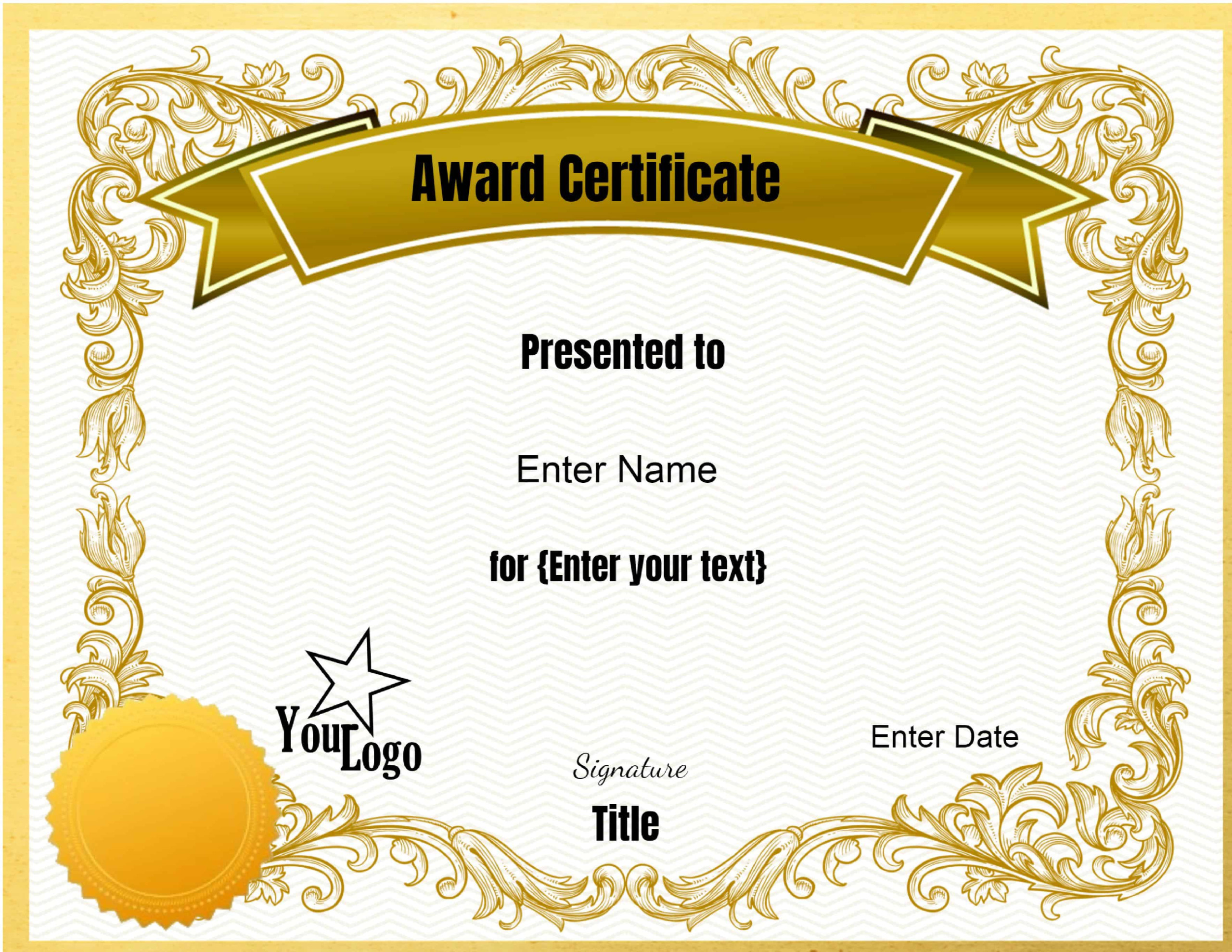 Free Editable Certificate Template Customize Online 