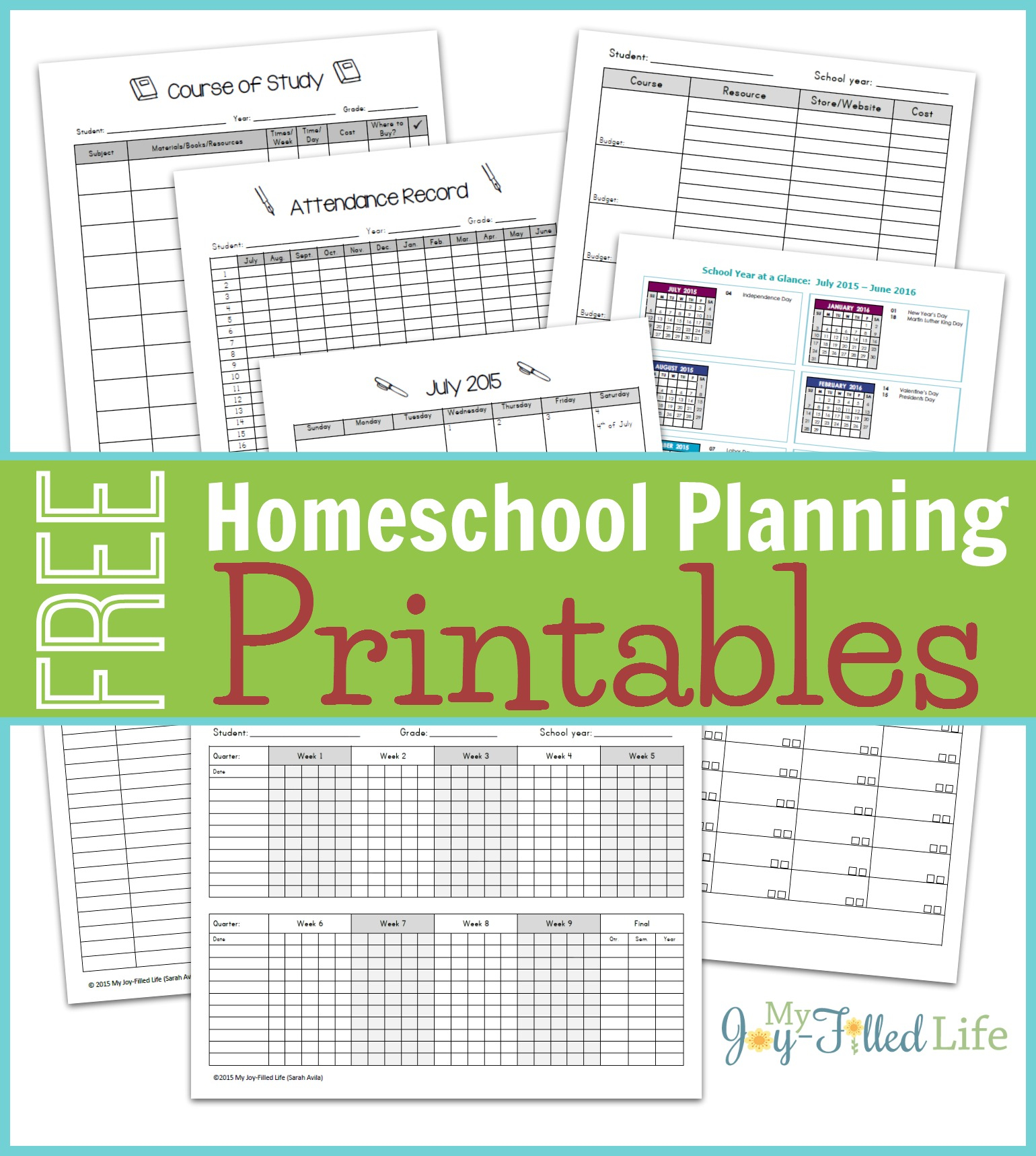 FREE Homeschool Planning Printables 2015 16 Free 