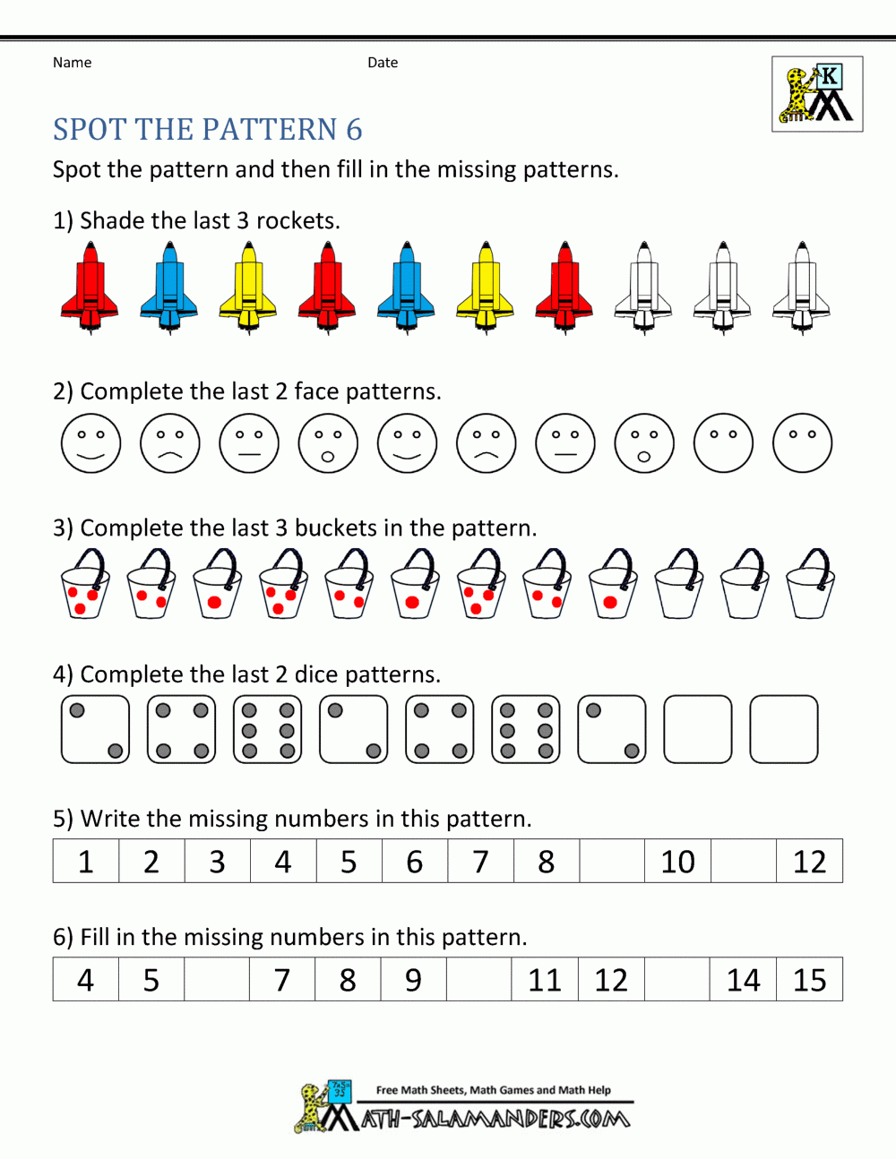 Free Kindergarten Worksheets Spot The Patterns