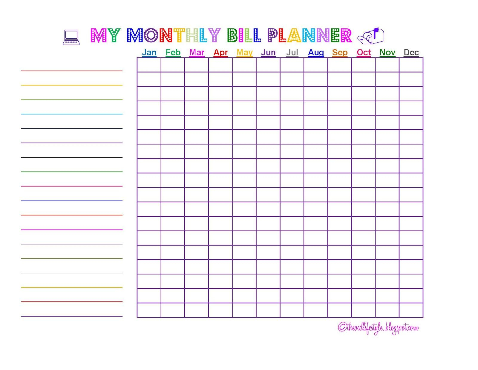 FREE Monthly Bill Paying Chart Printable Printables 