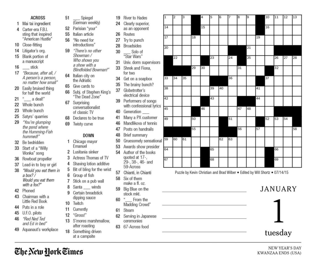 Free New York Times Sunday Crossword Printable Printable