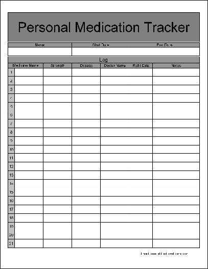 Free Numbered Wide Row Simple Daily Medications Log