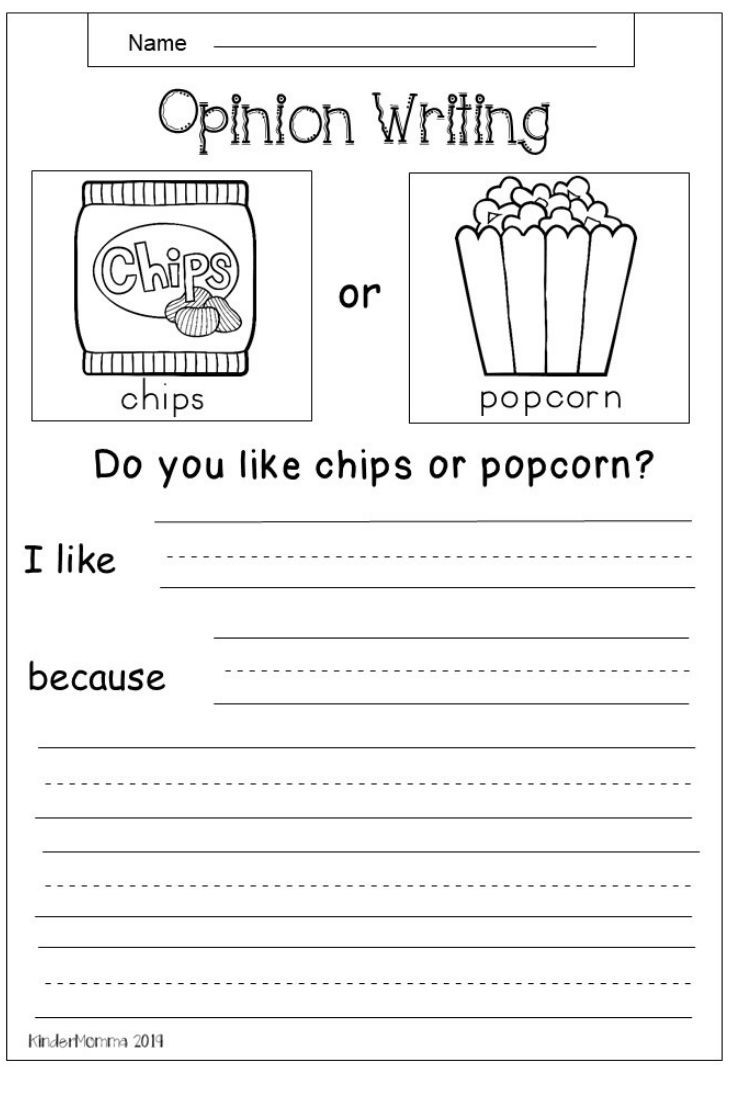 Free Opinion Worksheet First Grade Writing 1st Grade 